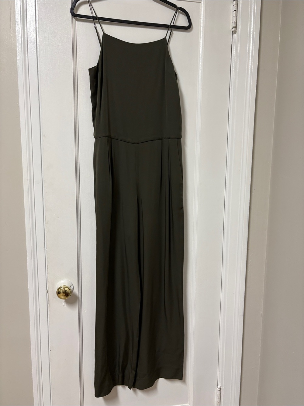 Theory Olive Green Sleeveless Wide-Leg Jumpsuit